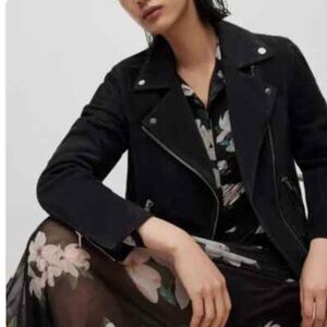 Women's Black Suede Moto Jacket